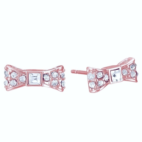 Kate Spade Bow earrings rose gold. Ready Set Bow Pave Bow Studs - Picture 1 of 5